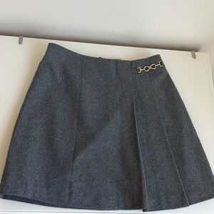 Classic Dark Gray wool Pleated Mini Skirt